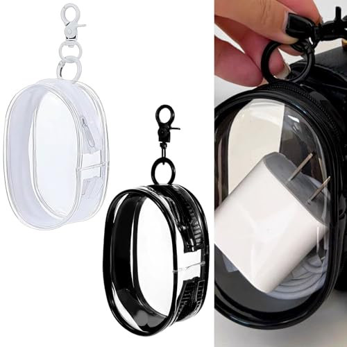 Clear Figure Display Bag with Keychain, Portable Figures Storage Bag Doll Display Case Small Hanging Blind Boxes Zipper Closure Collectibles Organizer