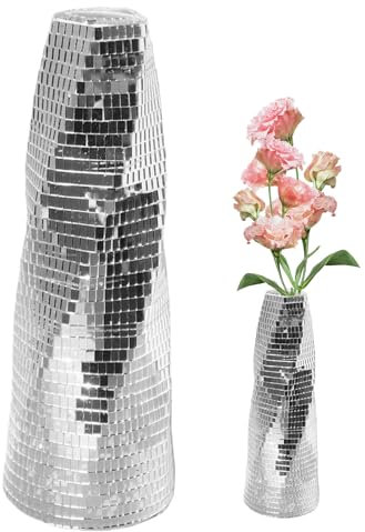 Mafagwre Pot Fleur Disco, Vase Boule Disco, Boule A Facette Vase Disco, Pots De Fleurs Disco Argentés, Argentés Miroir Boule Disco Vase, Verre Pot De Fleurs Miroir, Boule Disco (A)