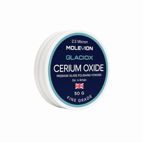 Molevion Glaciox Premium Cerium Oxide 50 g Fine Grade Glass Polishing Solution Powder 2.5 microns
