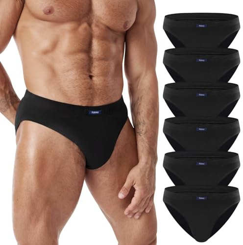 FALARY Mens Briefs Underwear Cotton Underpants for Men UK Black Slips Soft Breathable Slips Pants Size XL Moisture Wicking Support Underwear for Men 6 Pack leg day Fitness
