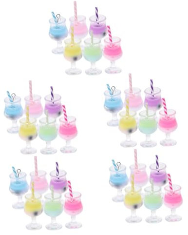 HOMSFOU 5sets Mini Doll House Decorations Dollhouse Milk Bubble Tea Time Miniature Bubble Tea Decorations Mini Cup Mini Tea Cups Dollhouse Model Decorations 6pcs*5