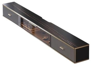 YQINQIN83B TV Stand Floating tv stand cabinet，wall mounted tv unit，TV cabinet with LED in Media Wall Unit TV Cabinet(Black)