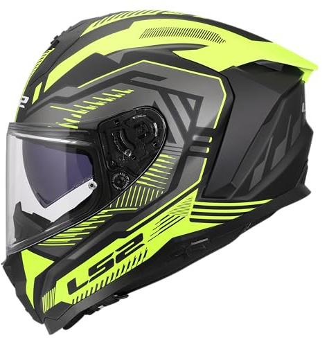 LS2, Integraler Motorradhelm CHALLENGER II DRAVIX H-V Yellow, 3XL