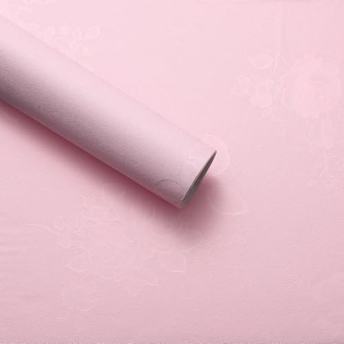 sourcing map Vintage Floral Wallpaper, 60cm x 5M Self Adhesive Wallpaper Vinyl Waterproof Retro Rose Pattern Peel and Stick Contact Paper for Bedroom Kitchen Countertop Bathroom, Light Pink