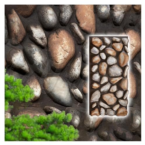 Wandverkleidung Selbstklebend PU-Kieselsteinfliese für den Innen- und Außenbereich, lichtbeständig und realistische 3D-Textur, wasserdicht und einfach zu installierende Wandplatte(C)