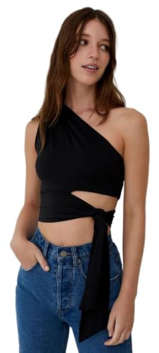 LeGer Leia Top - One-Shoulder Top Damen mit Knotendetail - körpernahe Passform - Oberteil mit Cut-Outs - Mode für Damen - by Lena Gercke - Gr. 34-44
