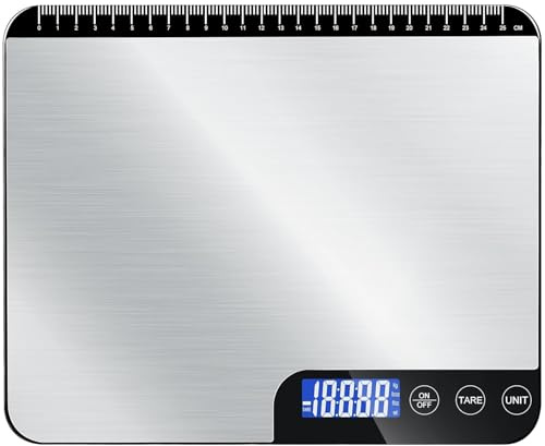 Küchenwaage Digitale mit LCD-Display und Tara-Funktion, Präzise 1g Messung zum Backen und Kochen, Hellsilber
