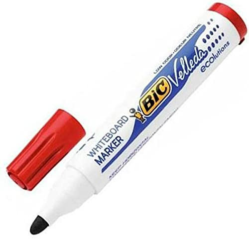 BIC 1701 Whiteboard Marker Velleda ECOlutions (Rundspitze, Strichstärke 1,4 mm) Schachtel à 12 Stück, rot
