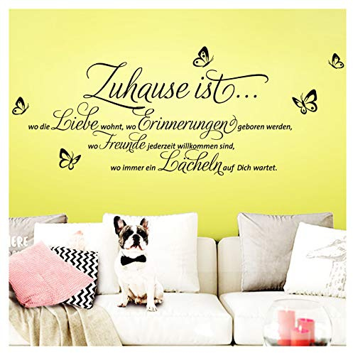 Grandora Wandtattoo Sprüche und Zitate Zuhause ist I schwarz (BxH) 100 x 43 cm I Flur Wohnzimmer modern Spruch Aufkleber selbstklebend Wandsticker Wandaufkleber W3058
