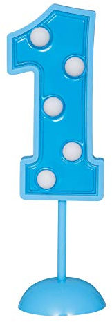 Blue Flashing Number 1 Cake Topper (11cm) 1 Piece - Perfect for First Birthday Celebrations and Milestone Events