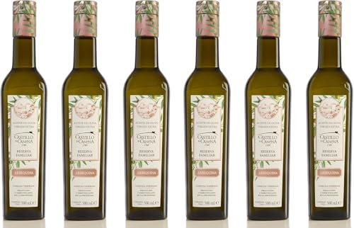 CASTILLO DE CANENA - Aceite de Oliva Virgen Extra Reserva Familiar (Variedad Arbequina) - Pack regalo de 6 botellas de 500 ml