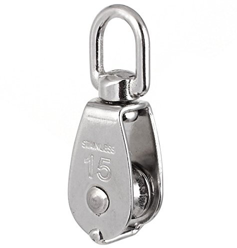 sourcing map 15mm Durchmesser Edelstahl Einzel Antriebsscheibe Drehbar Augen Seilrolle de DE de