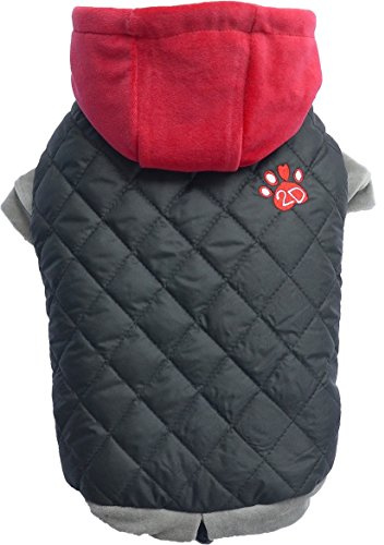 Doggy Dolly W338 Caviar, hochwertiger, sportlich, eleganter Hundemantel/Hundejacke mit Kapuze, Stickerei 2D Pfote, wasserabweisend, verstellbar, S