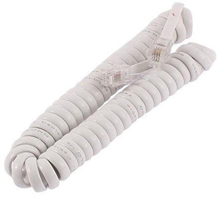 sourcing map 4P4C Telefonhörer Empfänger Kordel Telefon Spiralkabel 4P4C 2m Länge weiß de