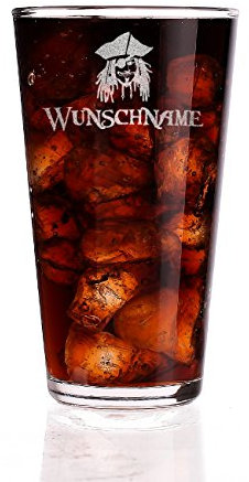 Herz & Heim® Rum Cola Glas - Pirate - mit Gravur des Wunschnamens