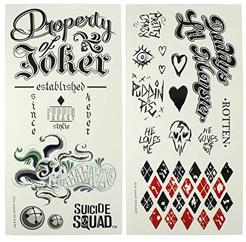 DC Comics Suicide Squad The Joker & Harley Quinn Cosplay Temporary Tattoos