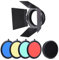 Andoer Barndoor Abschirmklappen 96 mm Universal Mount Metal Barn Door mit Wabenraster 4pcs Color Gel Filter für Neewer Godox 180W 250W 300W Andoer MD-250 Studio Strobe Blitzlicht Monolight