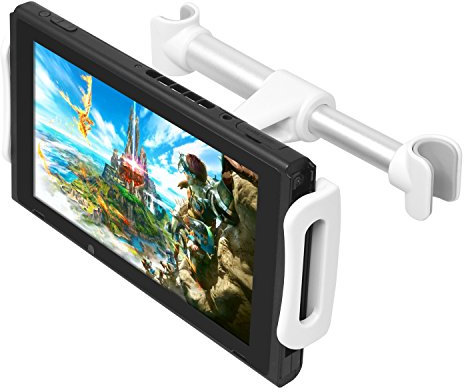 FYOUNG Auto Kopfstützenhalterung Kompatibel mit Switch/Swith OLED Modell 2021, Verstellbare Autohalterung Kompatibel mit Switch/iPhone/iPad und anderen Geräten (10,2 cm - 27,9 cm) - Weiß