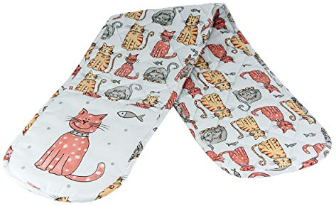 SPOTTED DOG GIFT COMPANY Double Oven Gloves Heat Resistant Oven Gloves, Mitts Potholder for Home Cooking & Baking, Cat Themed Kitchen Accessories Gifts for Cat Lovers Women Men