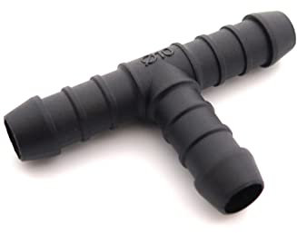 227s 10mm T-Piece Hose Connectors To Join Water, Fuel & Breather Pipes - Resistant to Fuels, Oils & Coolant - For Use Between -30C & 140C - Nylon PA66 - Black - 2 Pack