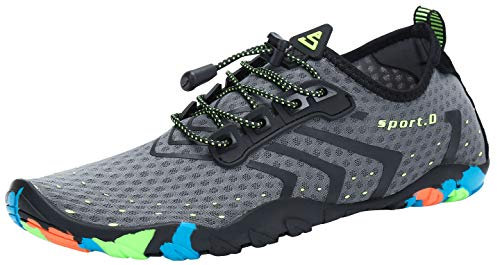 SAGUARO Badeschuhe Damen Herren Wasserschuhe Leicht Schwimmschuhe Schnell Trocknend Atmungsaktiv Strandschuhe Aquaschuhe rutschfeste Outdoor Barfußschuhe für Frauen Männer, Grau, 44 EU