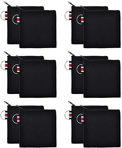Aspire Lot de 12 mini Porte-monnaie en toile, petites pochettes carrées à fermeture éclair, Portefeuilles Femme 4-1/4 x 4-1/4 pouces(11 x 11 cm)