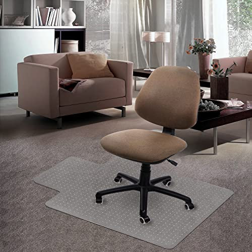 Kuyal Carpet Chair Mat, 48 x 36 PVC Home Office Desk Chair Mat for Floor Protection, Clear, Studded, BPA Free Matte Anti-Slip with Lip