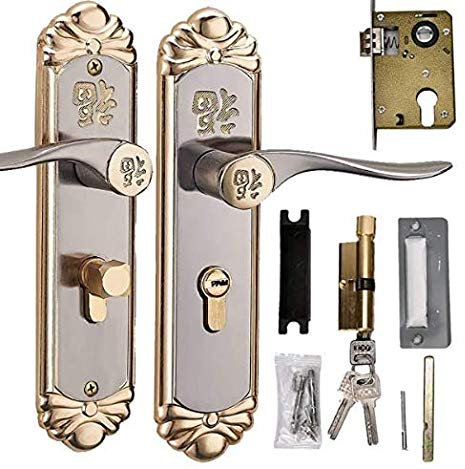 Ensembles de poignées de porte, levier de poignée de porte, poignée intérieure européenne durable, cylindre de serrure de porte intérieure avec clés, Entraxe 5 cm, Cadre de porte applicable 3,5-4,5 cm
