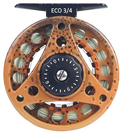 MAXIMUMCATCH ECO Serie Fliegenrolle großer Spulenkern mit Druckguss-Aluminum-Körper Fliegenfischen Rolle in 3/4wt 5/6wt 7/8wt, Silver/Schwarze/Regenbogen (Bachforelle mit Schnüre, 3/4 wt)