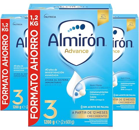 Almirón Advance 3, Leche de Crecimiento en Polvo para Bebé desde 12 Meses, Pack de 3x1.2kg