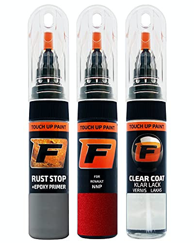 FIRANTO Kit de Pintura de Retoque Coche para Renault NNP Rouge Flamme, Set de Reparación de Rayones y Arañazos Incluye 15 ml Bolígrafo para Retocar Pintura Coche, Primer y Barniz