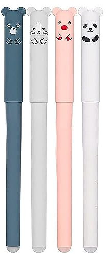 Stylo Gel de Dessin Animé Gel-Grip - Effaçable, Conception de Capuchon Animal, 0,35 mm - Pour Étudiants, Durable et Utile