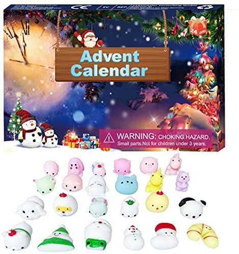 ISAKEN 2021 Adventskalender für Kinder, Weihnachts-Countdown-Spielzeug Kinder niedlichen Tierspielzeug Adventskalender 2021 Weihnachten Adventskalender 24 Tage Countdown Kalender Geschenke für Kinder