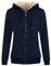 MANLUODANNI Damen warm Kapuzensweatshirt, Women's Basic Kapuzenjacke Sweatjacke Kapuzenpullover Hoodie mit Zipper Baumwolle Sweatshirtjacke Pullover mit Fleecefutter Navy L