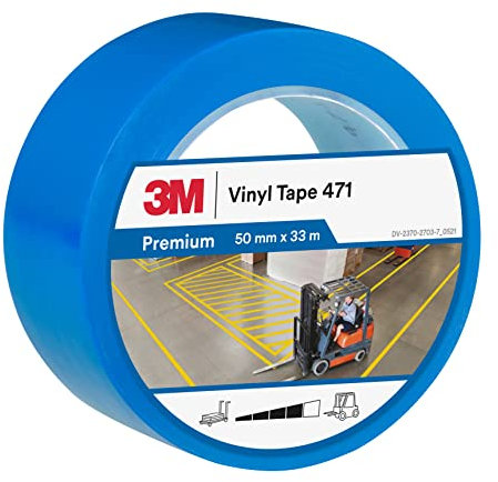3M 471 Hochwertiges Weich-PVC-Klebeband, 50 mm x 33 m, Blau