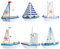 6PCS Segelboot Deko Mediterraner Stil Segelschiff Deko Holz Segelschiff Mit Muschel Mini Segelboot Aus Holz Wohnkultur Miniatur Boot Dekoration Zufälliger Stil