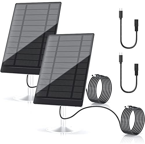 SupLee Solar Panel for Wireless Security Camera, Waterproof Solar Panel Compatible for Blink,Arlo, Nest, Ring Stick Up Cam Battery and Ring Spotlight Cam Battery 5V 4.5W( 2PCS)