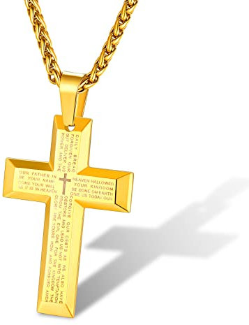 Supcare Goldene Kreuz Kette Damen Halskette Edelstahl Frauen Kreuz Anhänger Gold Kette mit Kreuz Kruzifix Kette Christ Jesus Kette Cross Necklace Personalisiert Modeschmuck für Schwester Mutter