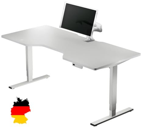 LeetDesk Light Gaming Tisch in Weiß - Elektrisch Höhenverstellbarer Schreibtisch - Computertisch - Ergonomisch - Minimalistisch - 180x80 cm - Cockpit