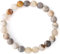 OEIOTEI Naturstein Armband Armbander fur Frauen Glück Edelstein Armband Heilsteine Armband für Damen Chakra Yoga Armband 8mm Edelstein Dehnbar Glücks Armbänder Heilsteine (Bambusblattachat-Armband)