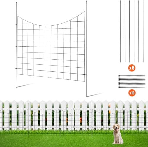 VEVOR 5er-Set Dekorativer Gartenzaun 75x93cm Metallzaun aus Kohlenstoffstahl Steckzaun 6,38cm Spike-Abstand Hundezaun Gitterzaun Beetzaun Zaun Metall Zaunelementen inkl. Befestigungsmaterial