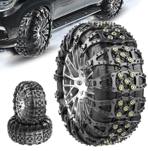 Schneeketten, 4 Stück Universal Autokette Sicherheitsketten Reifenketten für Reifenbreite 165mm-275mm/6.5-10.82'', Schnee Straßen, Auto Sicherheit, Notfallzugketten für die Meisten PKW/SUV/LKW