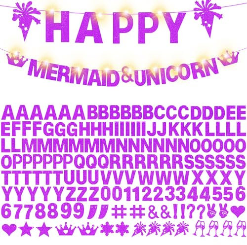175 Stück DIY benutzerdefinierte Buchstaben Banner Glitzer anpassbares Banner Kit 0-9 Zahlen DIY Kinder Thema Happy Birthday Buchstaben personalisiertes Banner für Hochzeit Geburtstag Party Dekoration