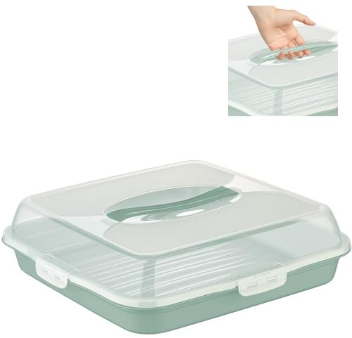 uandu Kuchen Transportbox, Quadratisch, Tortentransportbox mit Deckel, Haube und Griff. Kuchenplatte, Aufbewahrungsbox, Kuchenbehälter, Kuchencontainer, Tortenbehälter, Partybutler, Cake box