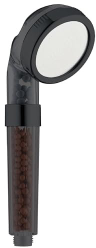 Gedy TOP 05 PURE Alcachofa ducha, Mango ducha, Antica-cal, Piedras naturales, Negro, Acero inox AISI 304 y Resinas termoplásticas; 1 tipo de chorro; ahorro de agua; fácil limpieza