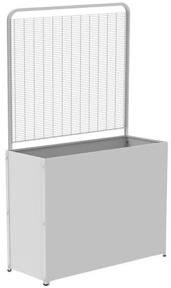 MONDO VIRO Rechteckiger Blumenkasten aus Metall Box für den Garten mit Trennwand 86 x 35 cm (komplettes Set (Box + Trennwände), weiß geprägt)