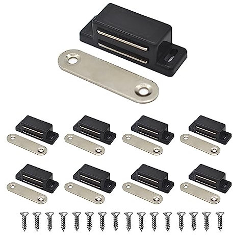 Magnetic Door Catch, Lockimo Cupboard Door Magnets Drawer Magnet Small Cabinet Door Magnetic Catches Latches for Kitchen Wardrobe Magnets Door Closers Magnet Closure 8 Pack Black