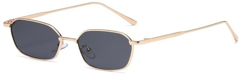 YAMEIZE Vintage Rechteck Hexagon Sonnenbrille für Damen Herren Retro Kleine Sonnenbrille 90er Metallrahmen UV400 Schutz