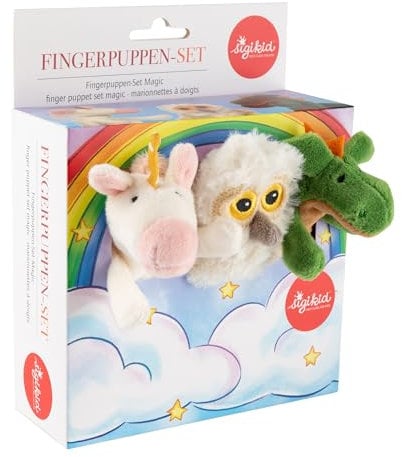 sigikid Fingerpuppen 3er-Set Fantasie Fingerspiel-Set: Einhorn, Eule, Drache