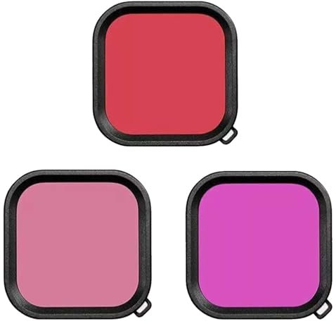 Tauchfilter für GoPro Hero 12, 11, 10, 9, schwarz, Schutzgehäuse, Objektivabdeckung in Rot, Hellrot/Magenta, professionelle Farbkorrektur, Fotografie-Zubehör für Unterwasser/Schnorcheln/Tieftauchen